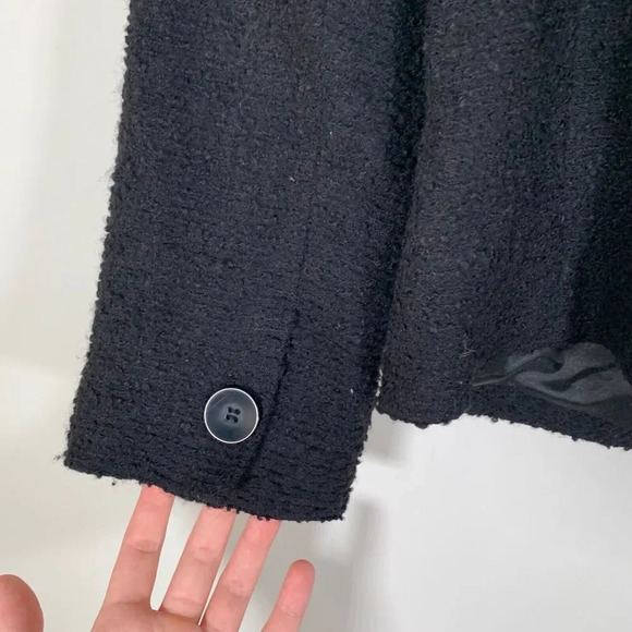 Josephine Chaus Blazer Womens Petite 8 Black Textured Padded Shoulders - Picture 9 of 9